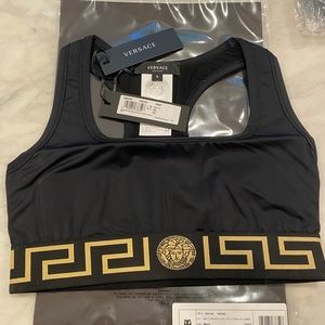 NWT Versace Black Greca Sports Bra Small $375